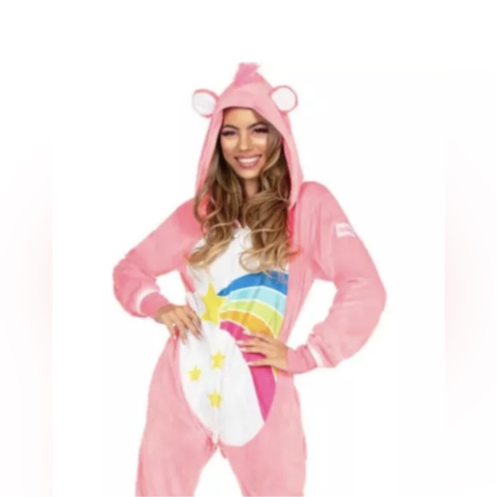 Tipsy Elves Cartoon Bear Unisex Onesie Jumpsuit Size L Pink Dopamine Whimsical